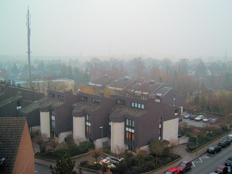Foggy view over Büderich from our high-rise